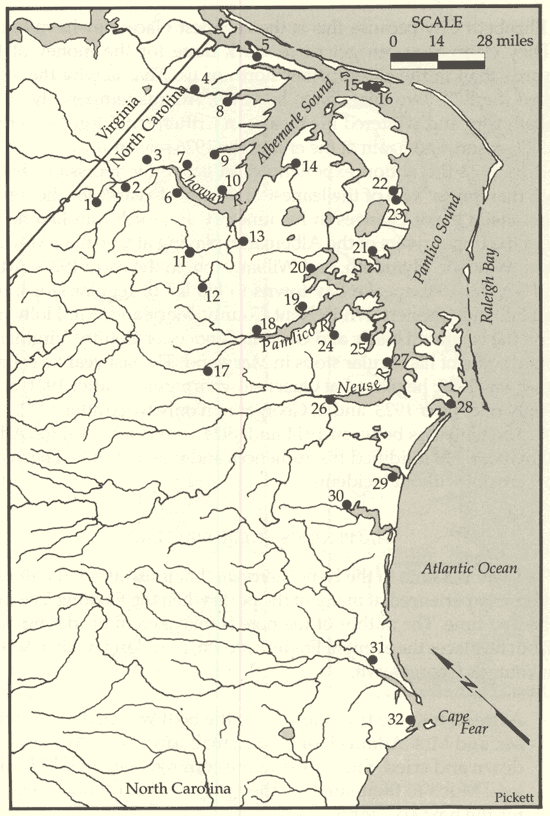 Map of the Albemarle area of North Carolina